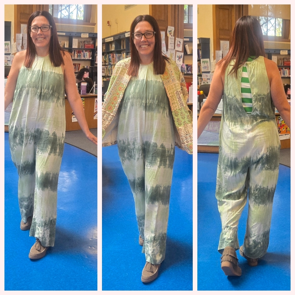 Tyedye Wide Leg Jumpsuit Nully Purchase Size Large Worn 2 Times - Picture 2 of 2